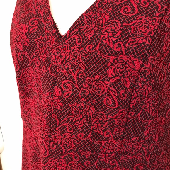 Forever21+ Red Black Floral Embroidered Cocktail Dress Sleeveless 1X - Picture 10 of 13